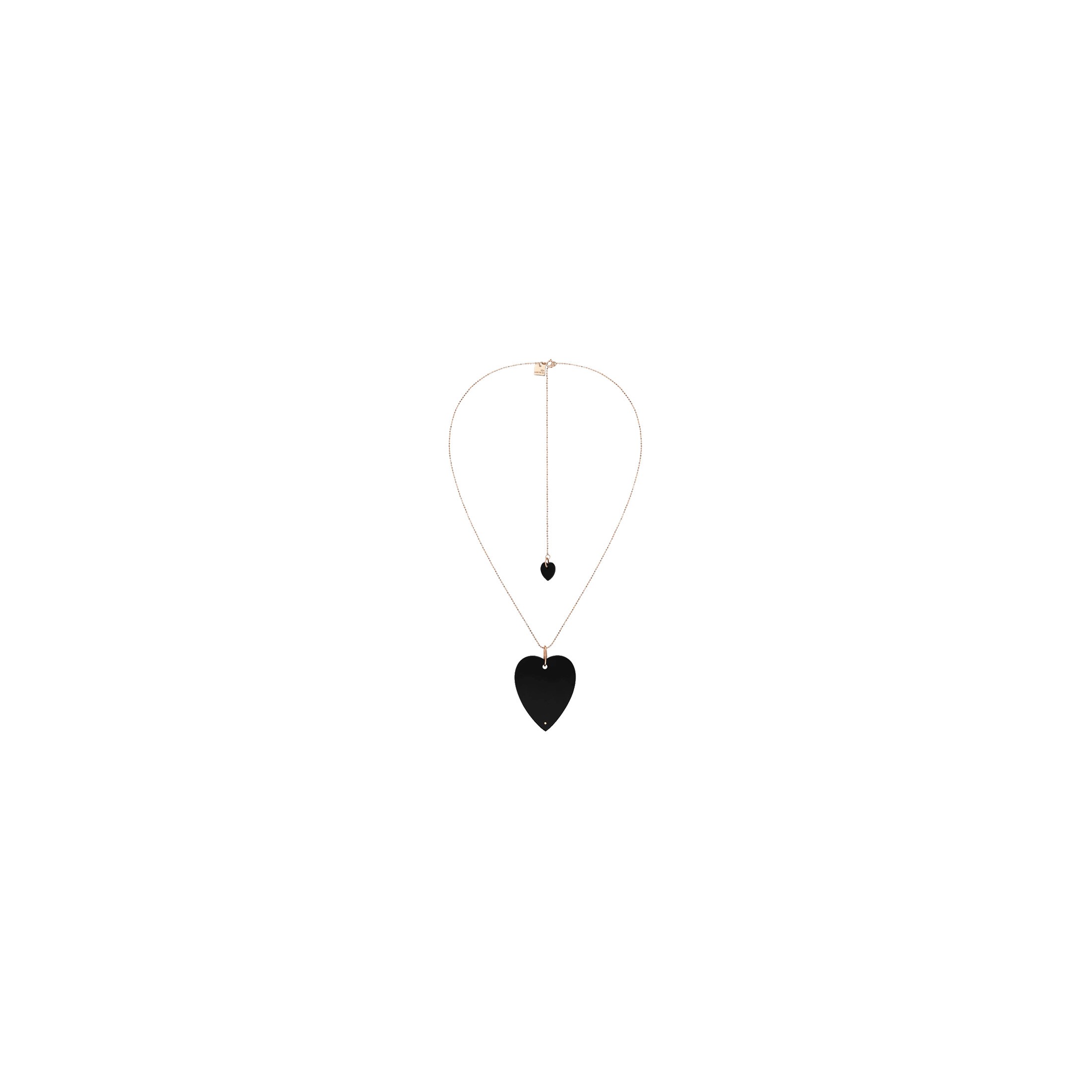 Collier Ginette NY Angele Jumbo Heart on chain en or rose et onyx