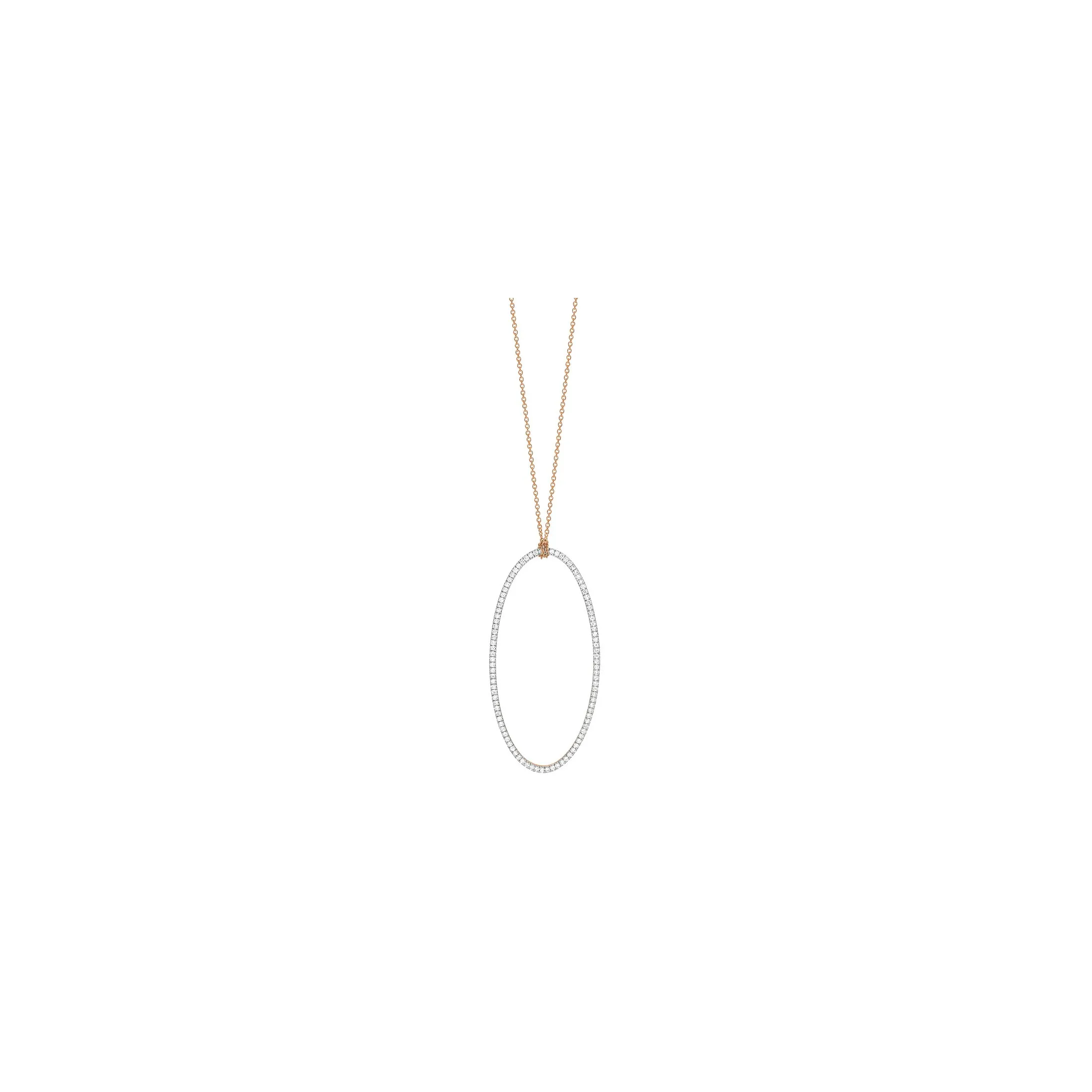Collier Ginette NY Jumbo Ellipse on chain en or rose et diamants
