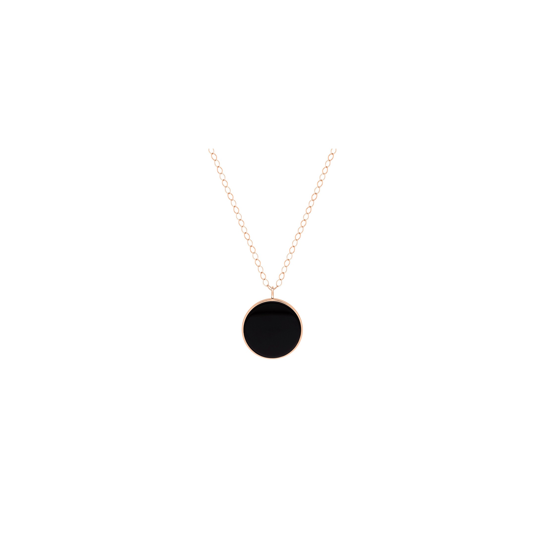 Collier Ginette NY Jumbo Ever Disc en or rose et onyx