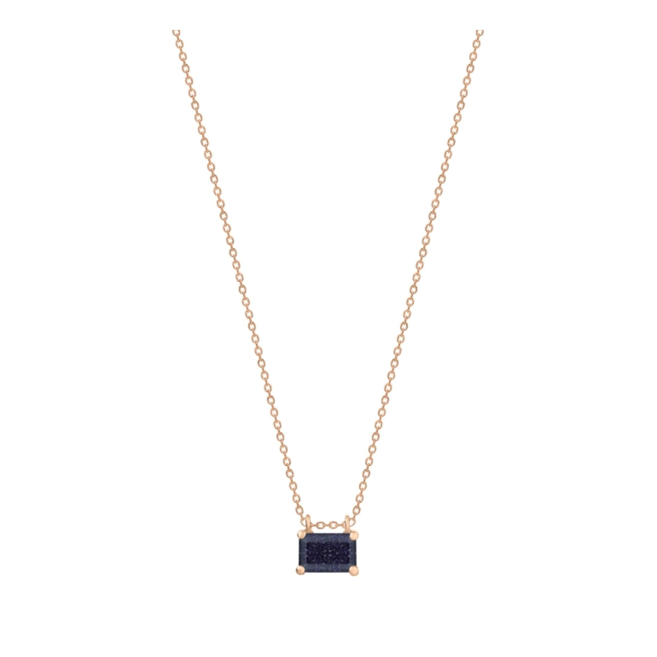 Collier Ginette NY mini Midnight en or rose et blue sandstone