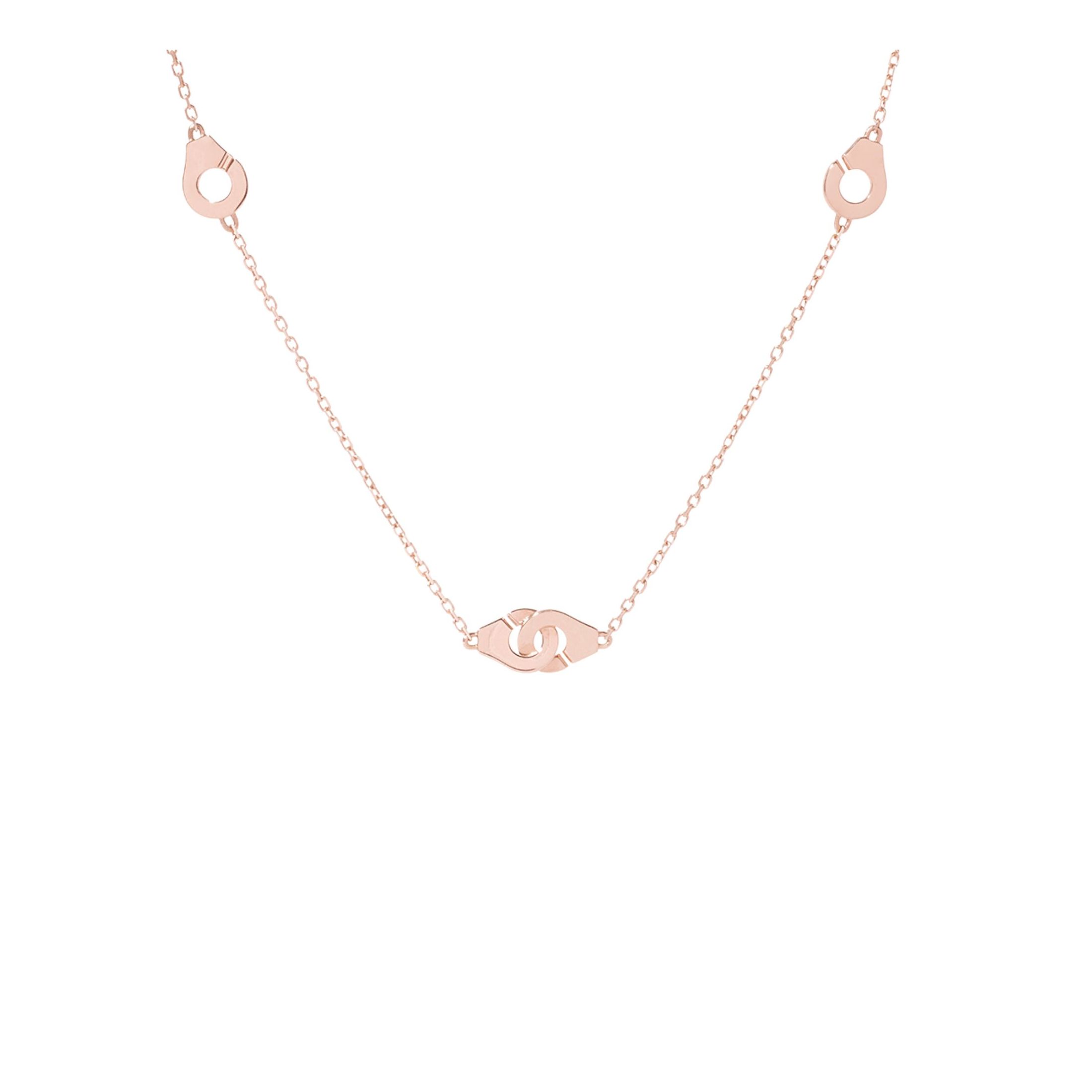 Collier Menottes dinh van R5 en or rose sur chaine