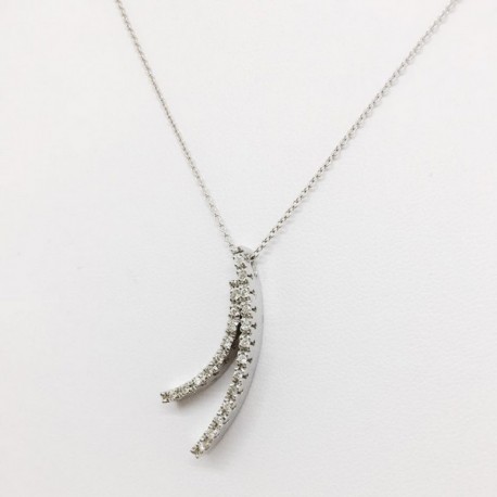 Collier or et diamant pendentif en or blanc 18 kt