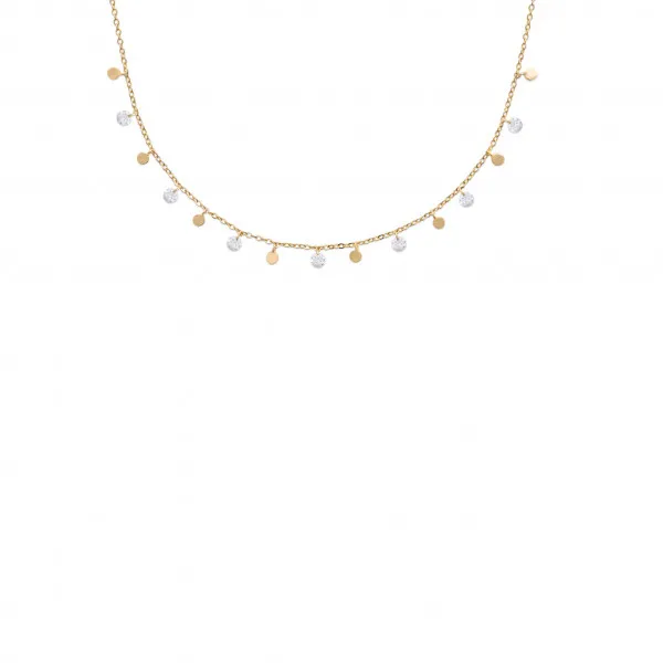 Collier plaqué or 18 carats avec pendentifs et oxydes de zirconium Influences