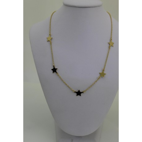 Collier Star en argent sterling 925 couleur d'or avec des étoiles