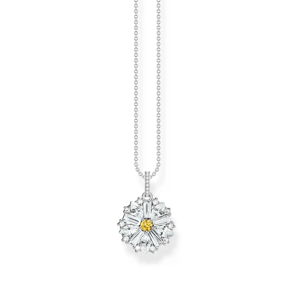 Collier THOMAS SABO argent fleur oxyde de zirconiums 45cm