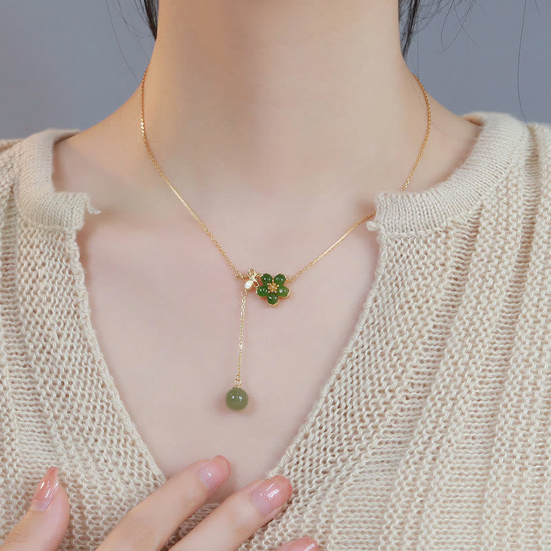 Buddha Stones Buddha Stones Argent Sterling 925 Collier en forme de fleur de prunier pendentif porte-bonheur