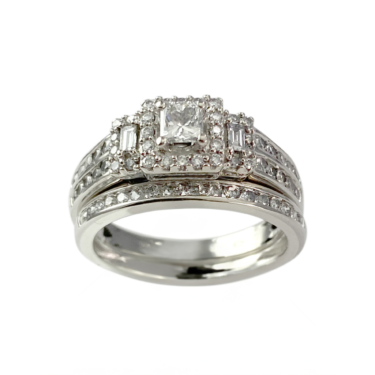 Duo bague d'occasion or 750 blanc diamants