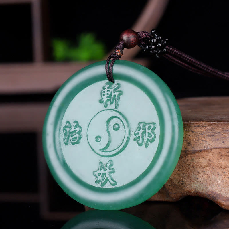 Buddha Stones Collier d'équilibre Yin Yang Pendentif en aventurine verte