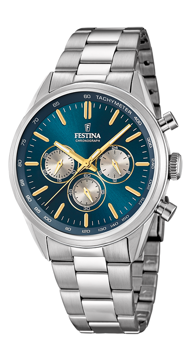 Timeless Chronograph - Modèle F16820/C - Argenté & Bleu - Montre Festina