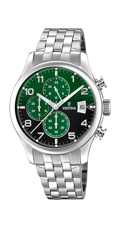Timeless Chronograph - Modèle F20374/7 - Argenté & Vert - Montre Festina