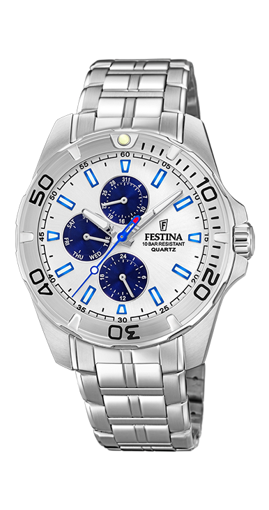 Multifonction - Modèle F20445/1 - Argenté & Bleu - Montre Festina