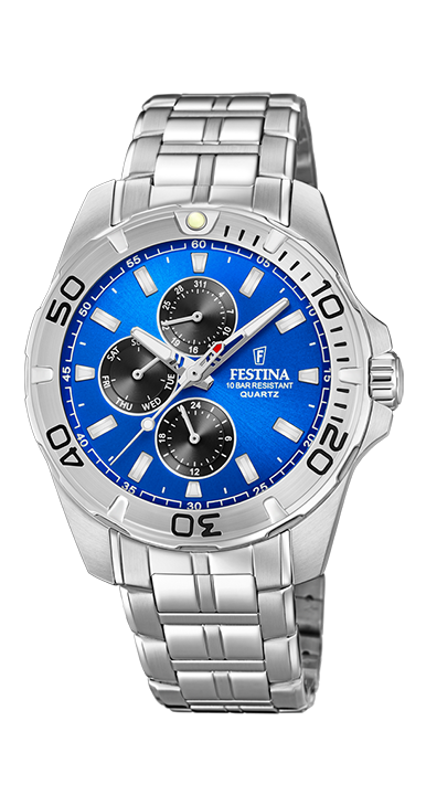 Multifonction - Modèle F20445/4 - Argenté & Bleu - Montre Festina