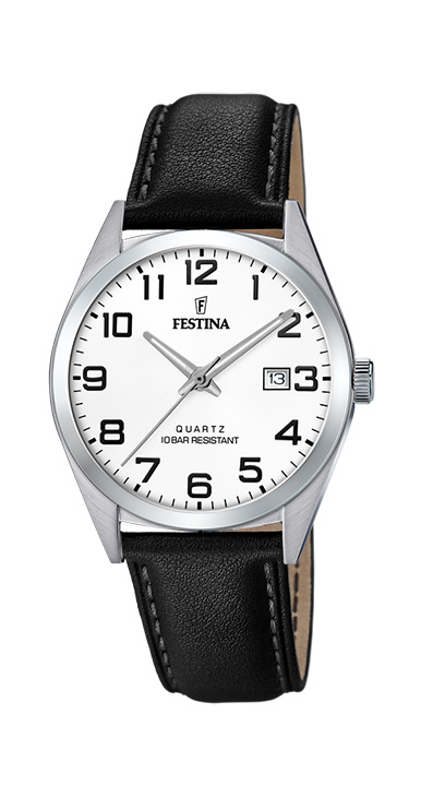 Classics - Modèle F20446/1 - Cuir Noir & Blanc - Montre Festina