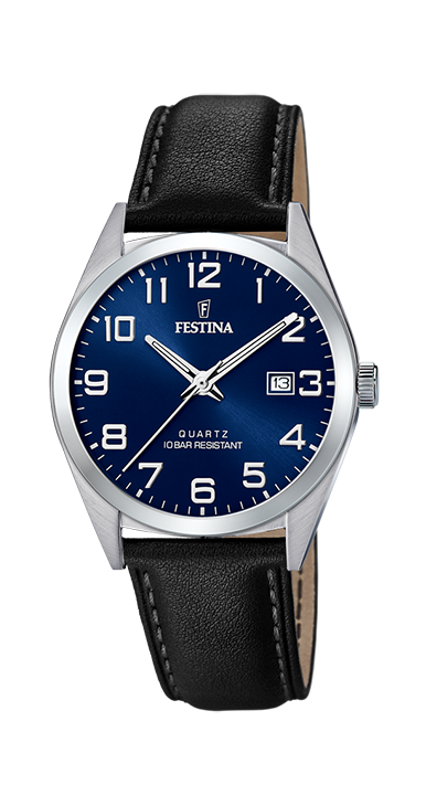 Classics - Modèle F20446/2 - Cuir Noir & Bleu - Montre Festina