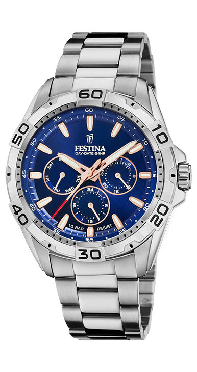 Multifonction - Modèle F20623/2 - Argenté & Bleu - Montre Festina