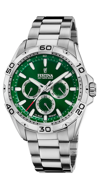 Multifonction - Modèle F20623/3 - Argenté & Vert - Montre Festina