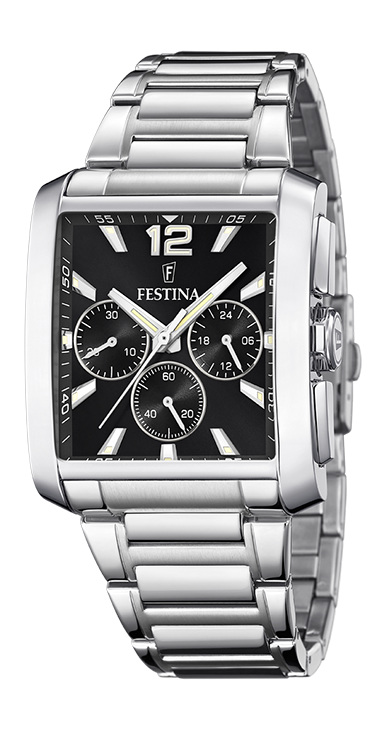 On The Square - Modèle F20635/4 - Argenté & Noir - Montre Festina