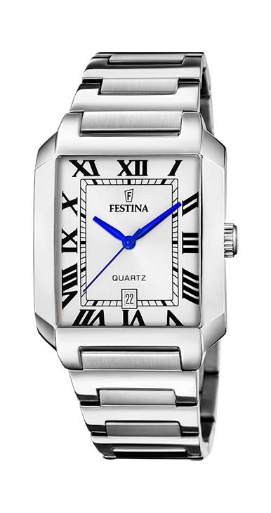 On The Square - Modèle F20677/1 - Argenté & Bleu - Montre Festina