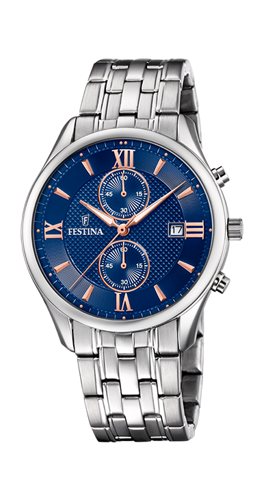 Timeless Chronograph - Modèle F6854/6 - Argenté & Bleu - Montre Festina