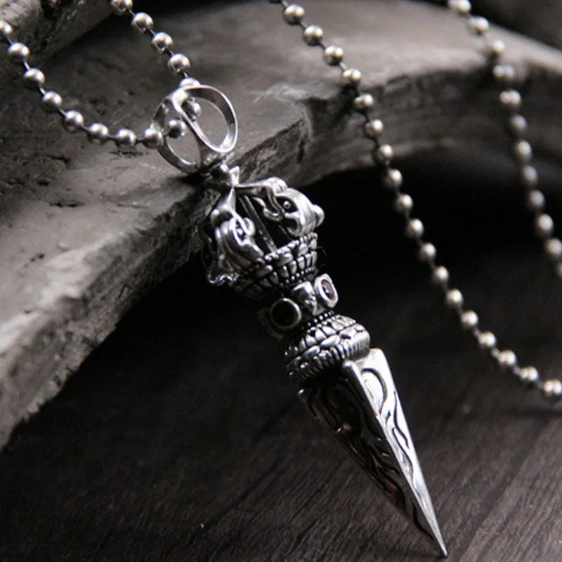 Collier pendentif Vajra en argent sterling 925 avec Buddha Stones