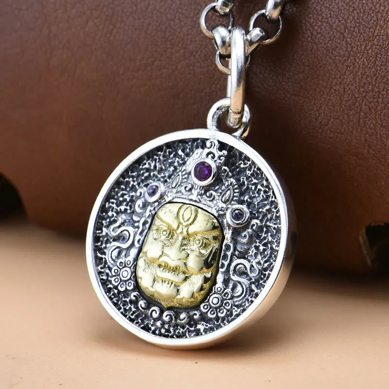 Collier pendentif spirituel Dorje Vajra en argent sterling 925 avec Buddha Stones Zakiram Déesse de la richesse