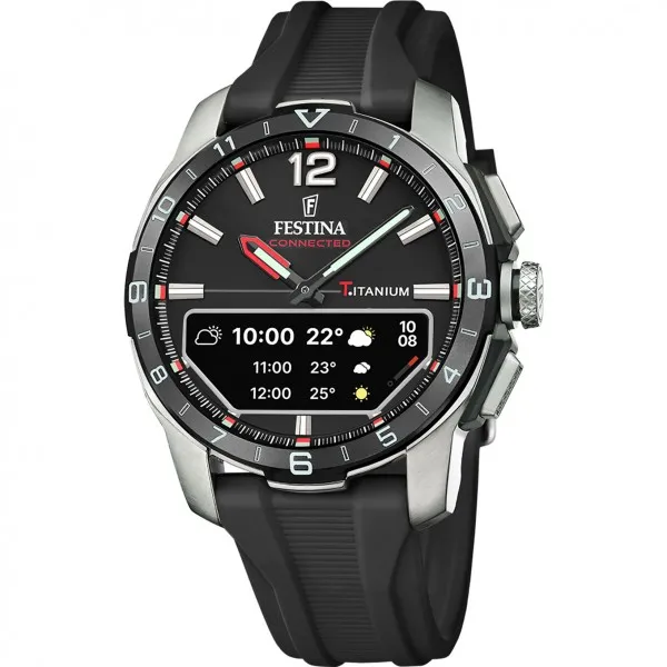 Festina - Montre Homme - Connectée - bracelet silicone noir - cadran noir - Ref F23000/4