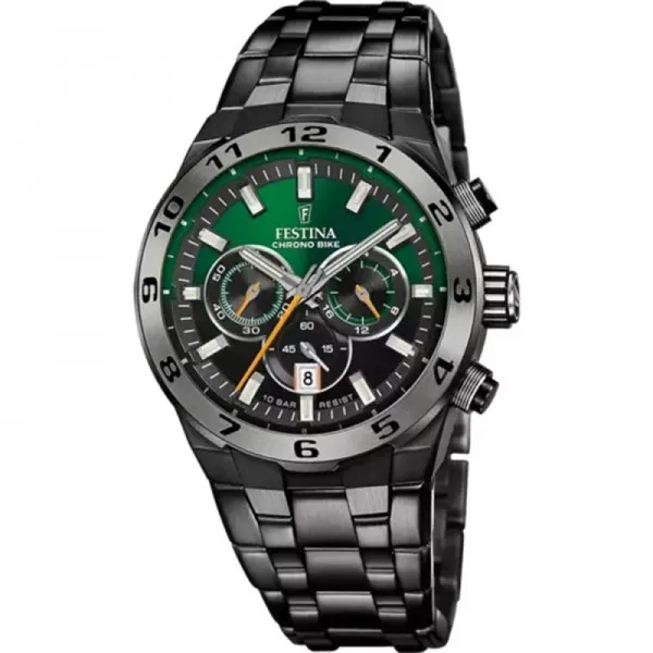 Festina - Montre Homme Montre Festina Chrono Bike F20673/2 Vert, Bracelet Acier Inoxydable, Homme - Ref F20673/2