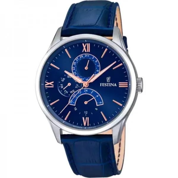 Festina - Montre Homme Montre Festina F16823/3 Bleu, Bracelet Cuir, Homme - Ref F16823/3
