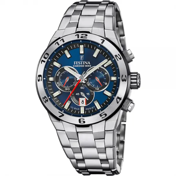 Festina - Montre Homme Montre Pour Homme Festina Chrono Bike Bleu Avec Bracelet En Acier F20670/1 - Ref F20670/1