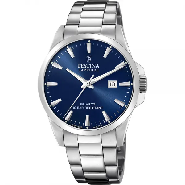 Festina - Montre Homme Swiss Made - Cadran bleu - Bracelet acier - Ref F20024/3