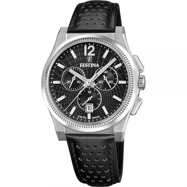 Festina - Montre Homme Swiss Made Rivé noir - Ref F20060/4
