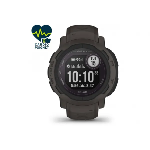 Garmin - Montre Mixte Garmin Instinct 2 Solar Graphite - 45 MM - Ref 010-02627-00