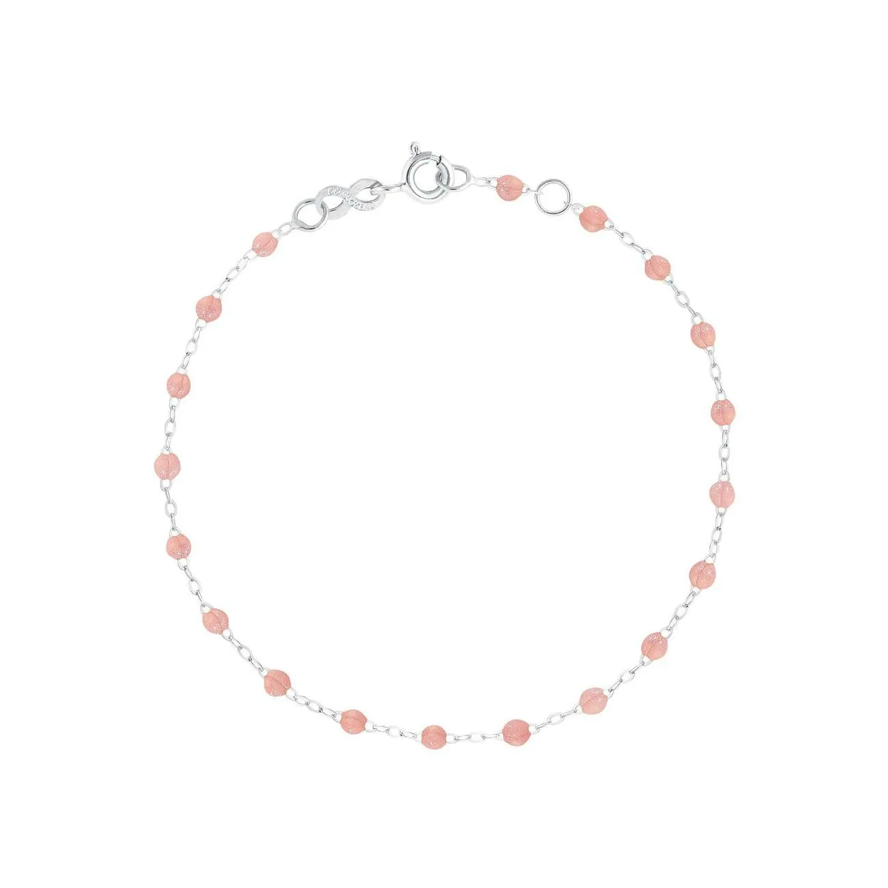 Bracelet Gigi Clozeau Classique en or blanc et résine blush, taille 17cm