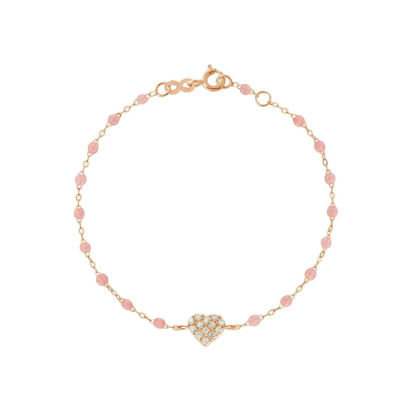 Achat Bracelet Gigi Clozeau In Love en or rose, résine Blush et diamants, taille 17cm