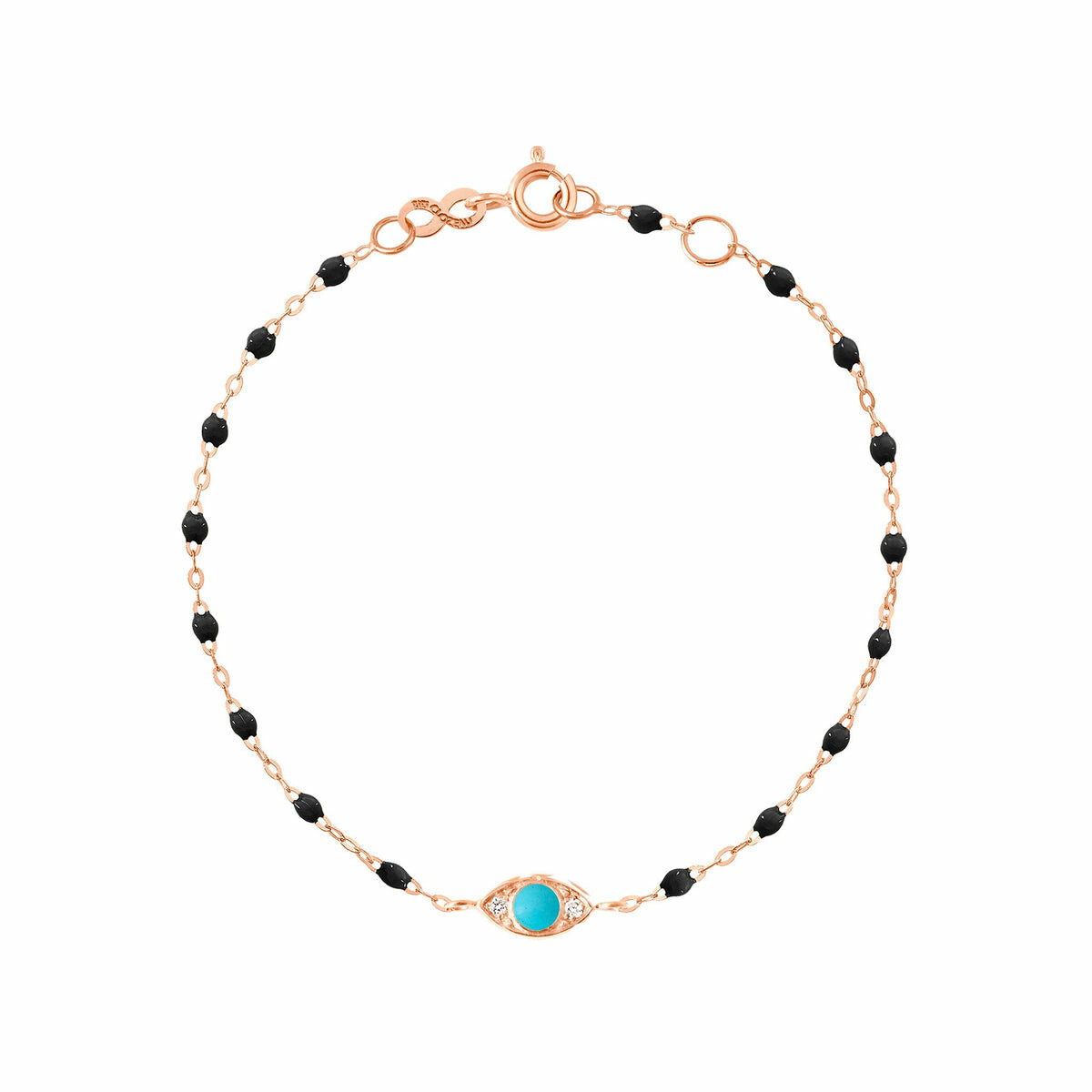 Achat Bracelet Gigi Clozeau Eye en or rose, résine noir et diamants, 17cm