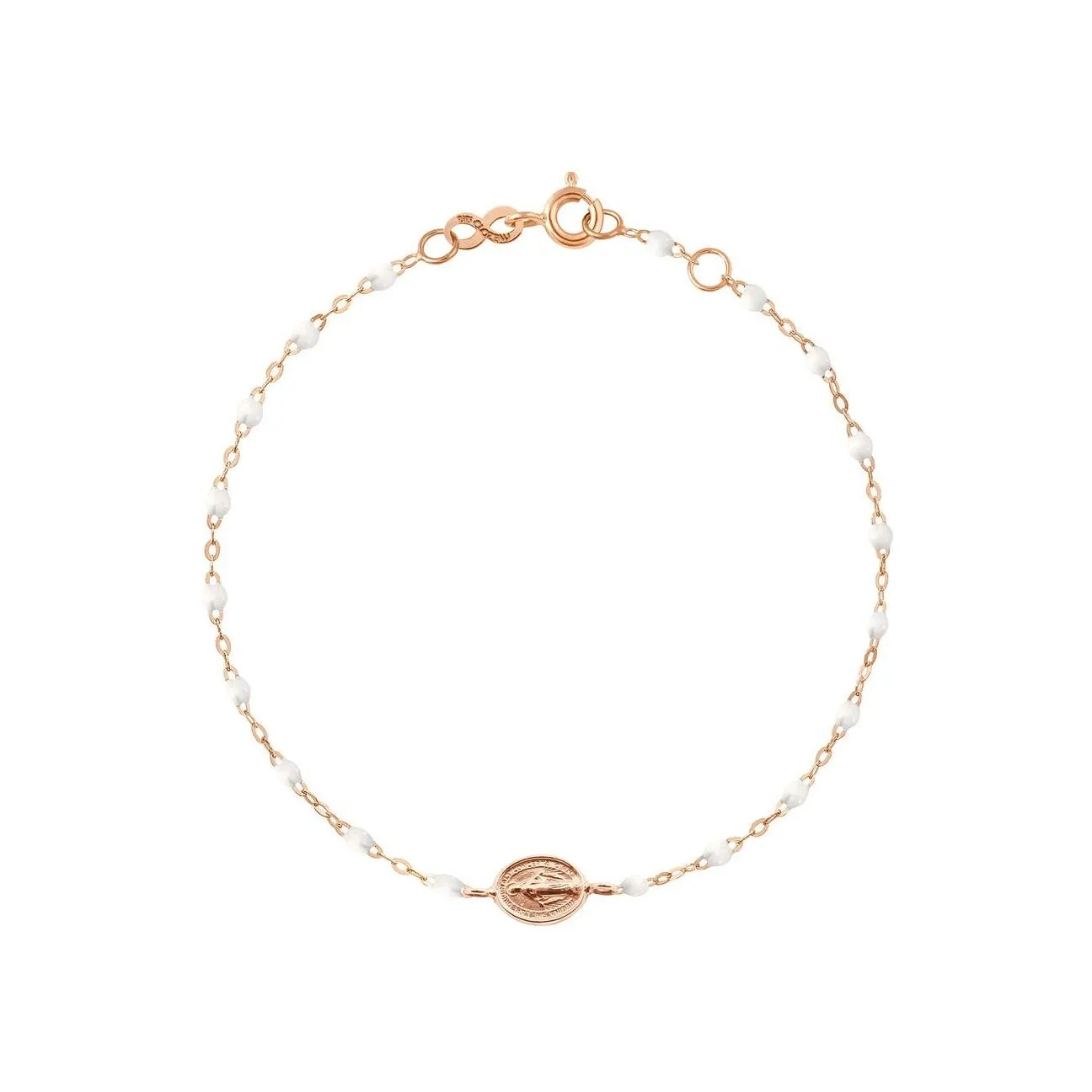 Bracelet Gigi Clozeau Madone en or rose et résine blanche, taille 15cm