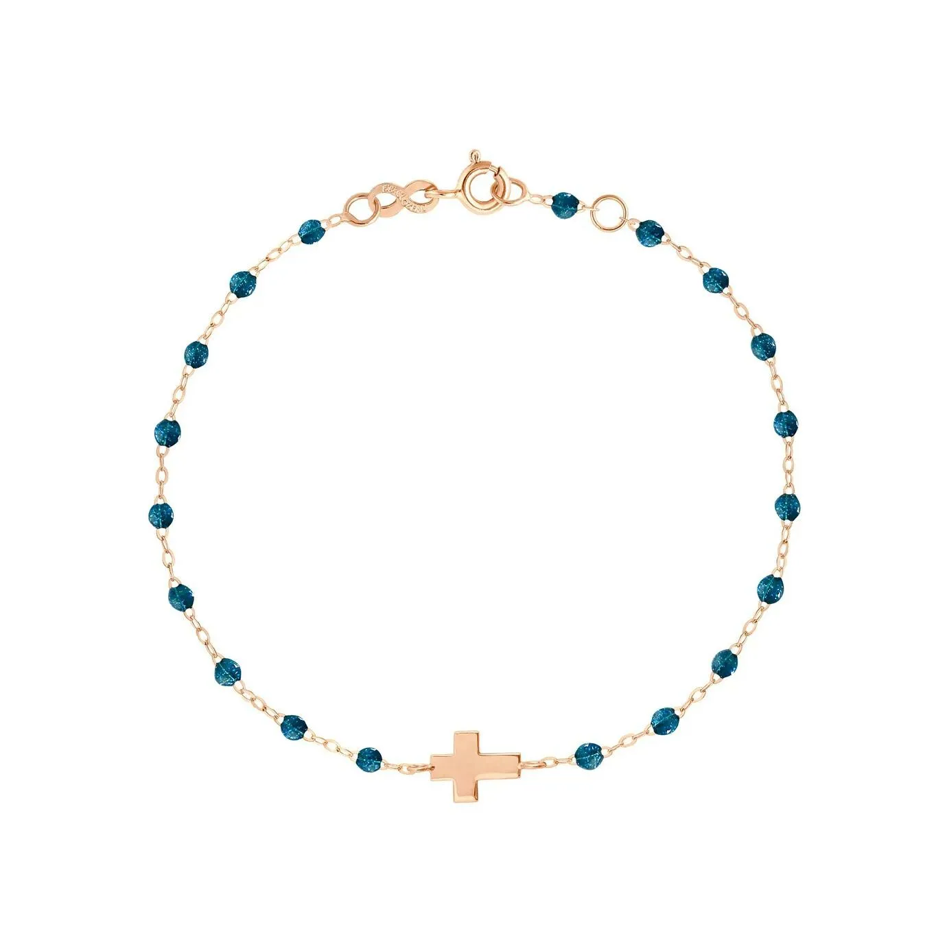 Achat Bracelet Gigi Clozeau Croix en or rose et résine jungle, 17cm