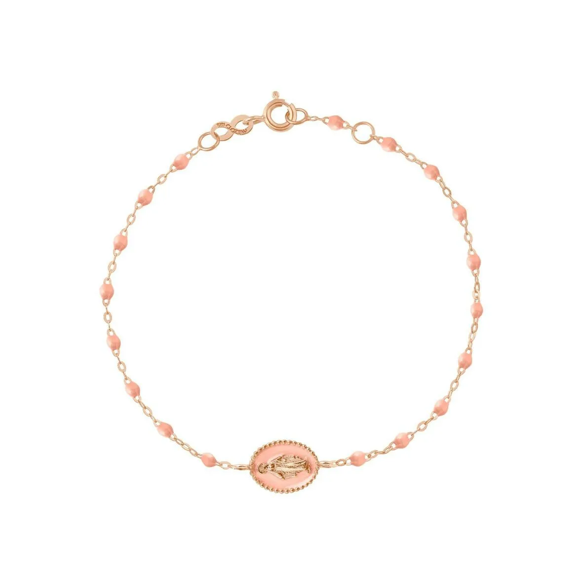 Bracelet Gigi Clozeau Madone en or rose et résine saumon, taille 17cm