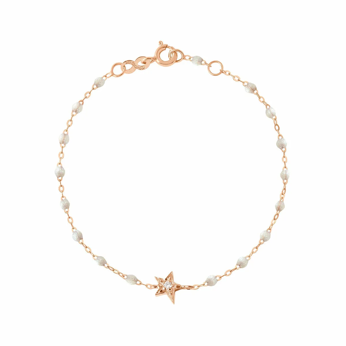 Bracelet Gigi Clozeau Etoile en or rose, résine opale et diamant, 17cm