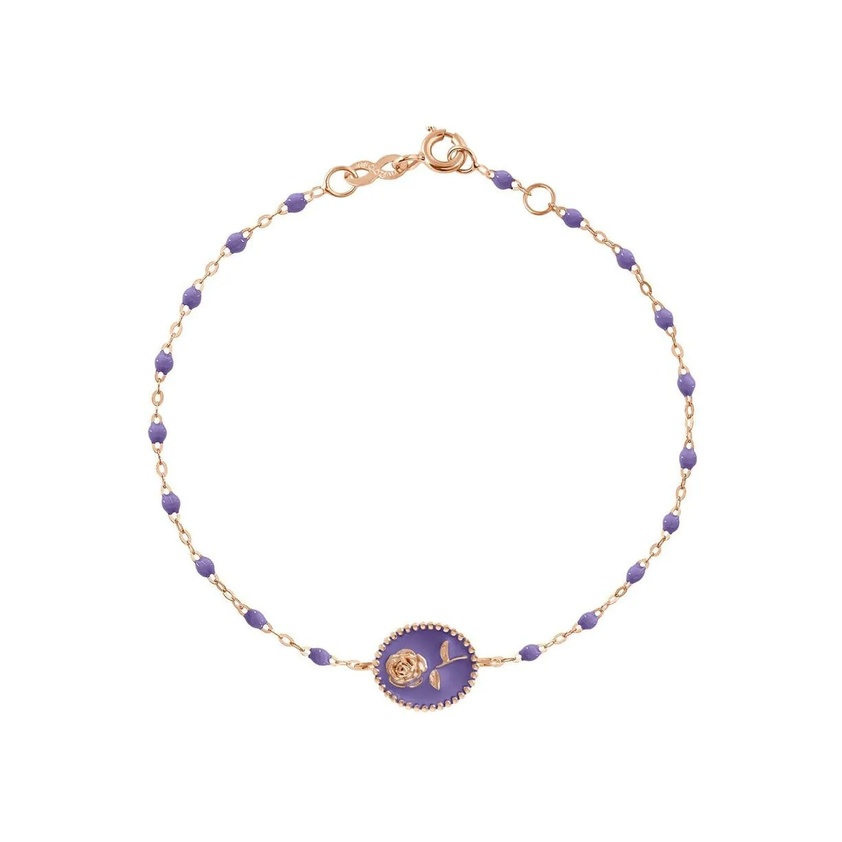 Bracelet Gigi Clozeau Rose en or rose et résine mauve, taille 17cm B3FL002R4317XX - Rigal