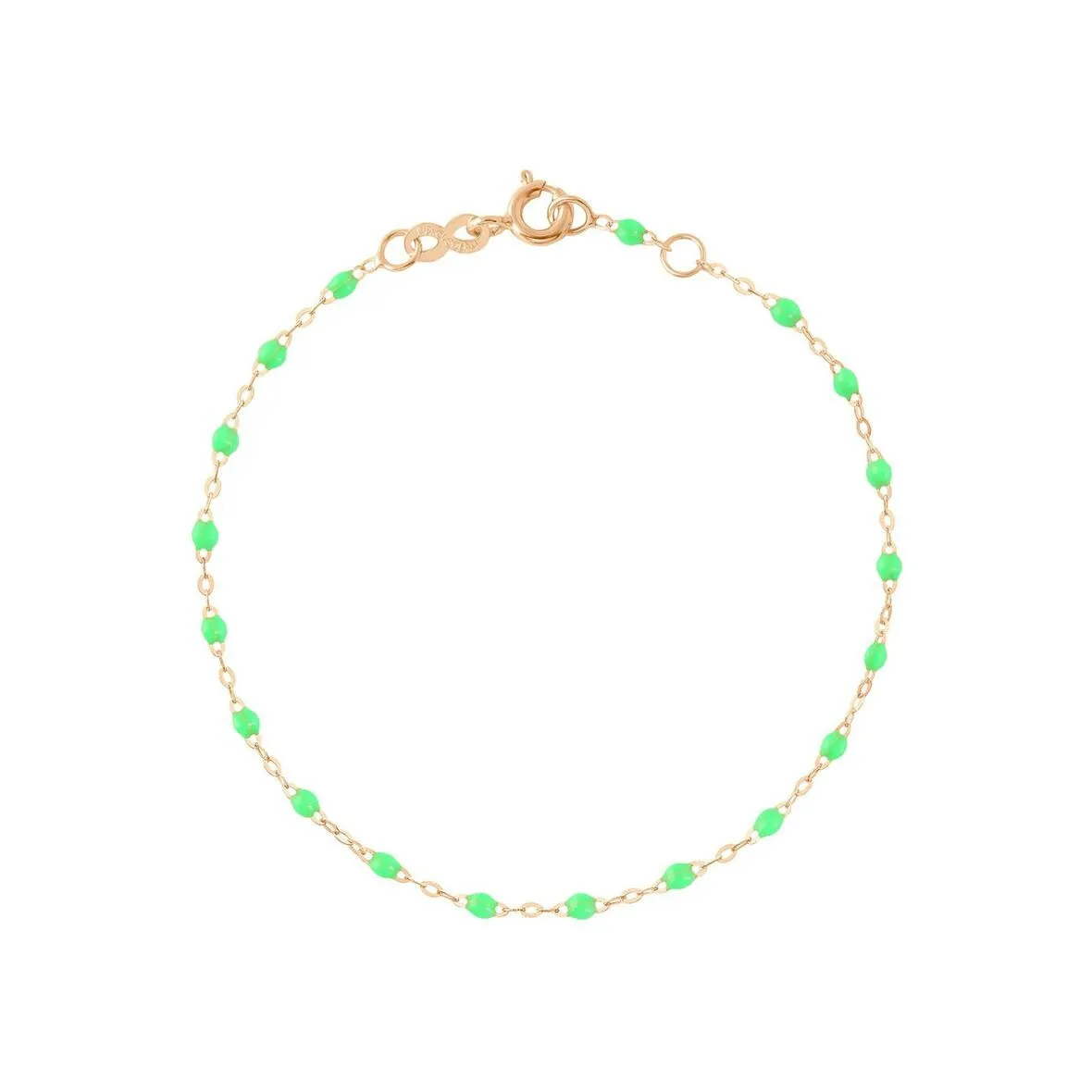 Bracelet Gigi Clozeau Classique en or rose et résine vert fluo, 18cm