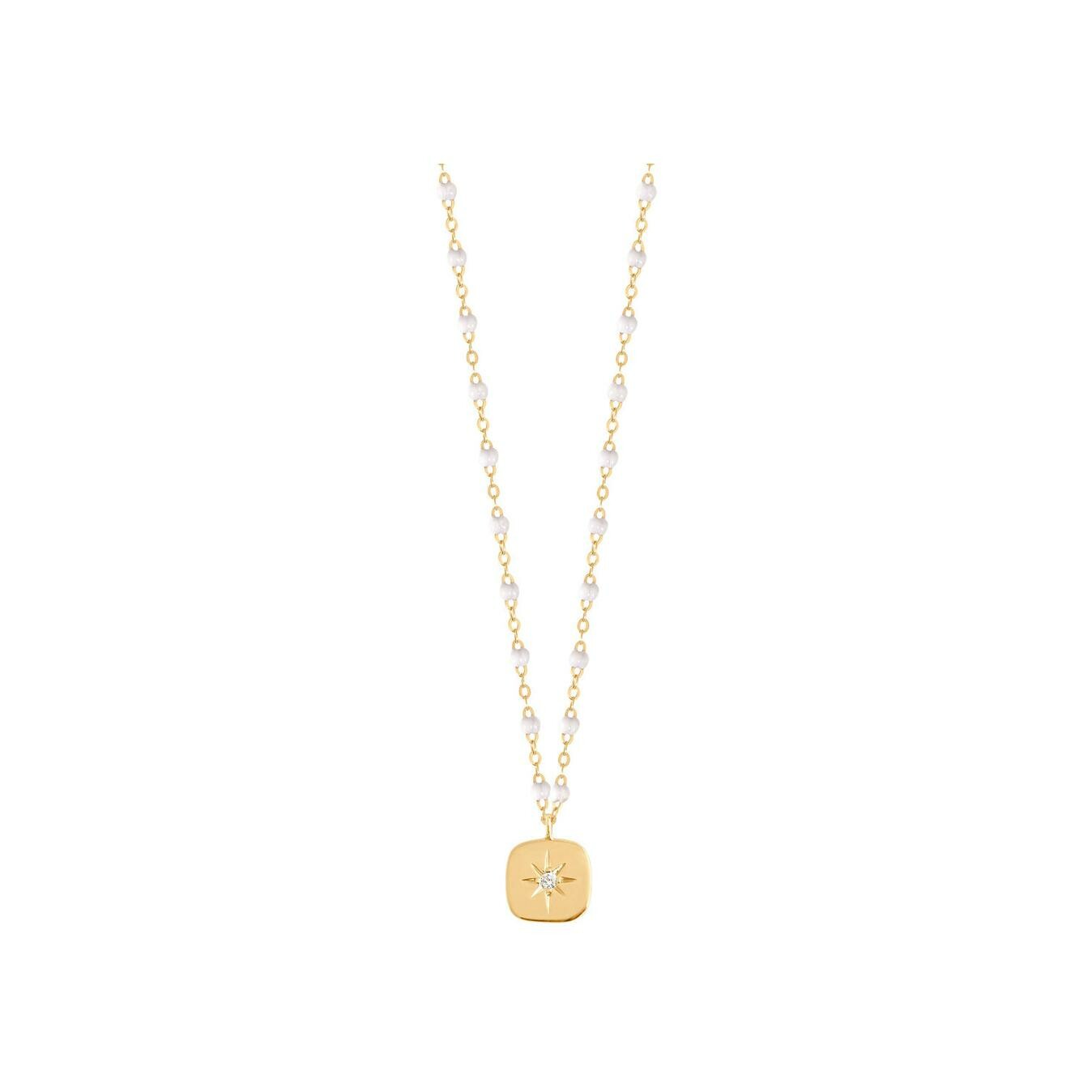 Achat Collier Gigi Clozeau Miss Gigi en or jaune, résine blanche et diamants, taille 42cm