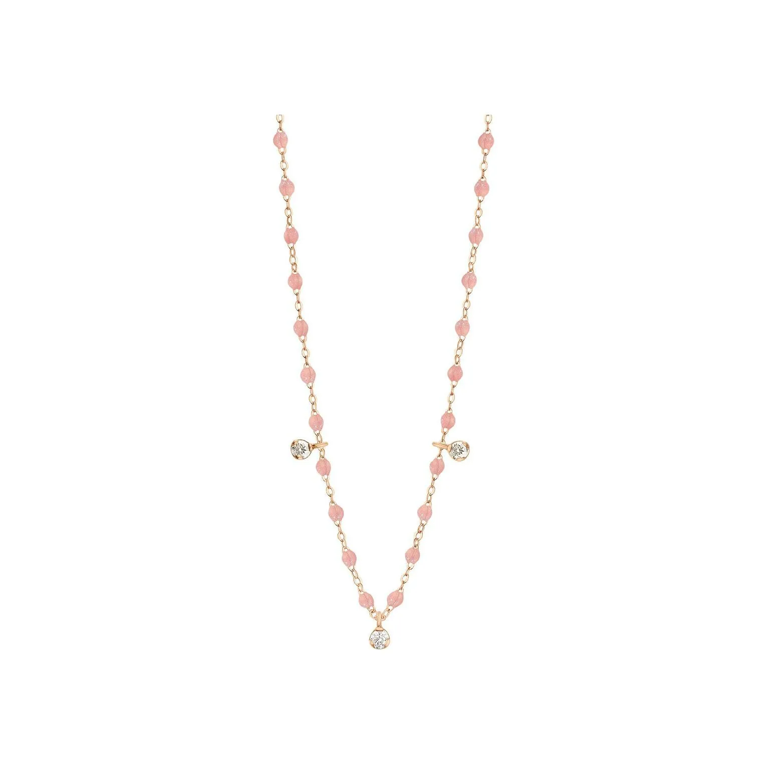 Collier Gigi Clozeau Gigi Suprême en or rose, résine Blush et diamants, taille 45cm