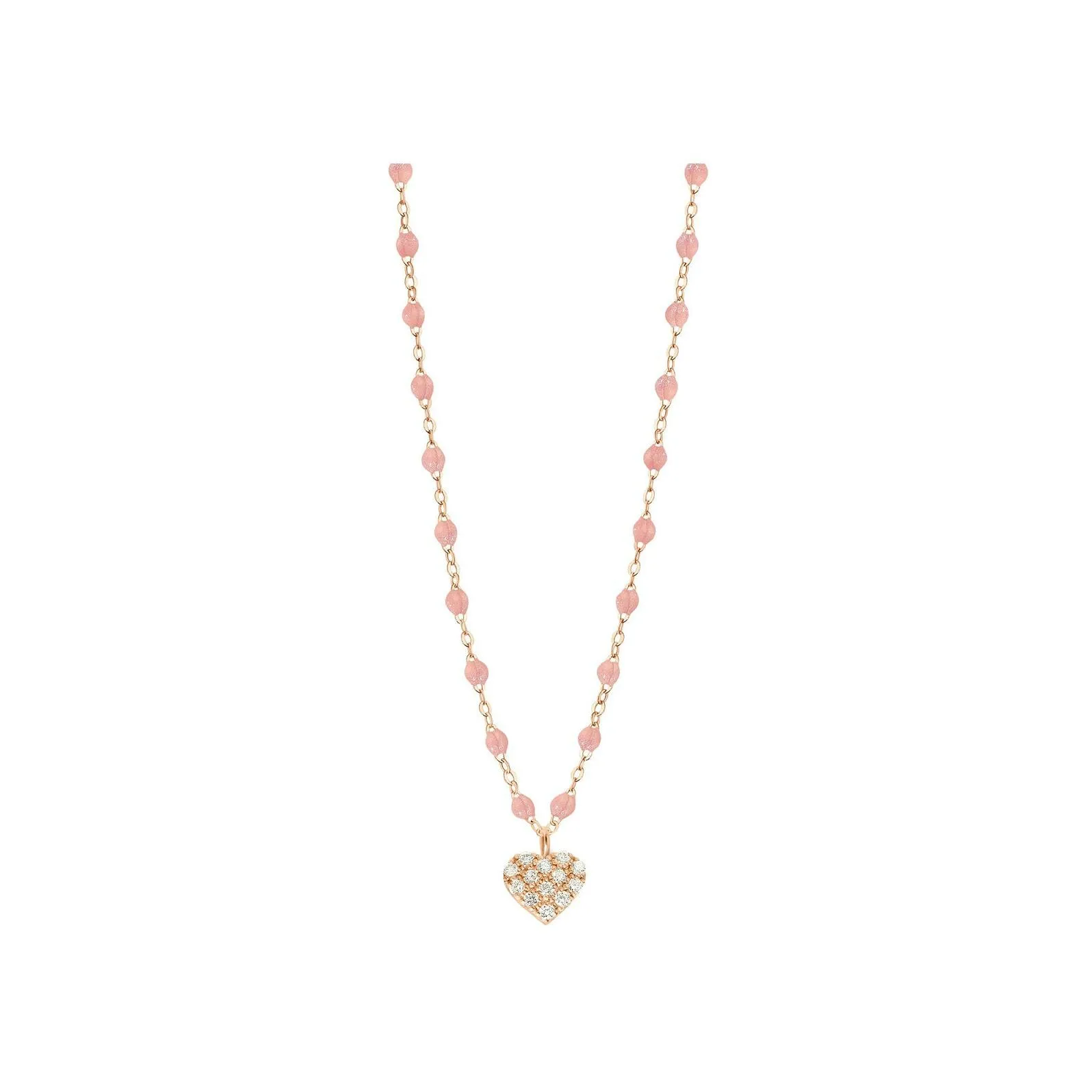 Collier Gigi Clozeau In Love en or rose, résine Blush et diamants, taille 42cm
