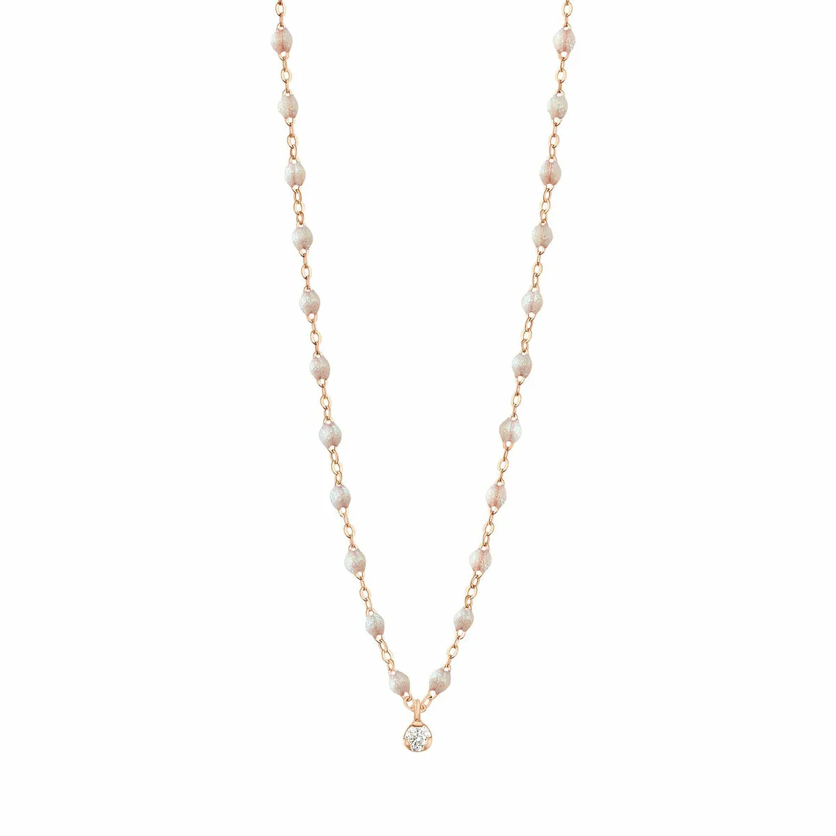 Collier Gigi Clozeau Gigi Suprême en or rose, résine opale et diamant, 42cm