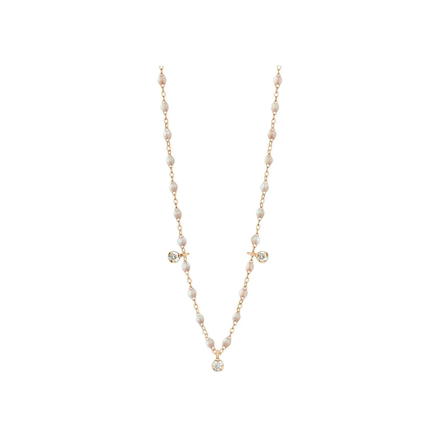Collier Gigi Clozeau Gigi Suprême en or rose, résine opale et diamants, taille 45cm