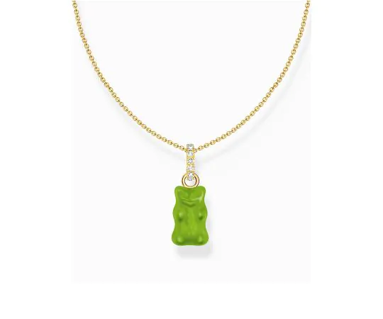 Thomas Sabo KE2209-414-6-L45V Chaîne dorée avec pendentif Ours d'Or vert Femme