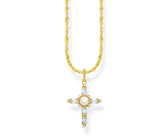 Thomas Sabo KE2296-445-14-L45V Chaîne Plaquée Or Avec Pendentif Croix Cross Romance Femme