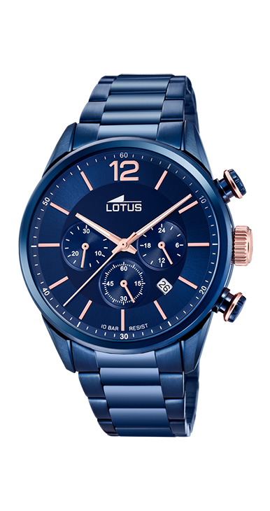 Chrono - Modèle 18680/2 - Bleu & Doré Rosé - Montre Lotus