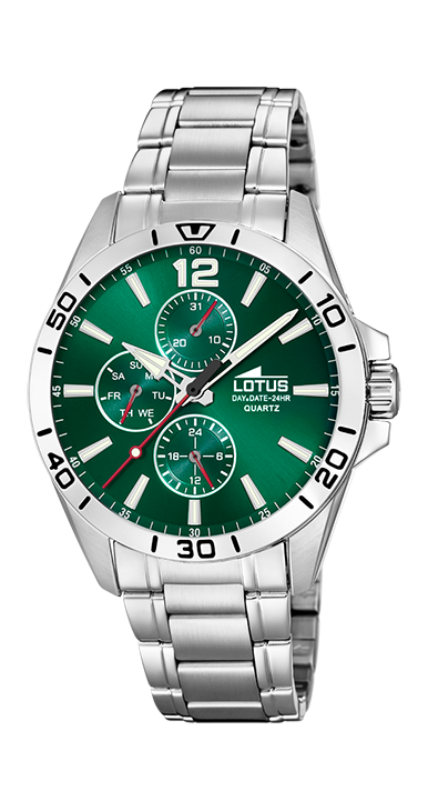 Multifonction - Modèle 18812/7 - Argenté & Vert - Montre Lotus